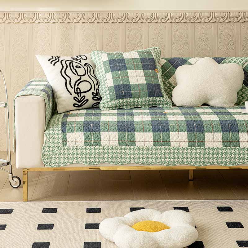 Cotton Plaid Anti-scratch Couch Cover - Holidayae