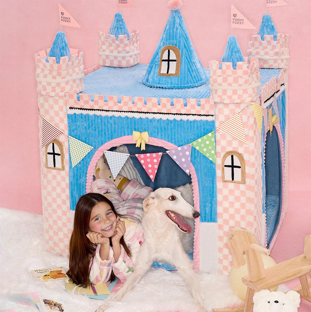 Cozy Orthopedic Kids Indoor Play Castle Bed Dog Tent Bed - Fairytale Dreamland - Holidayae