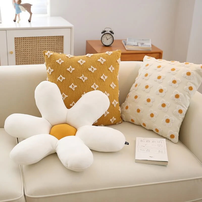 Sofa Pillow Embroidered Daisy Pillow - Holidayae