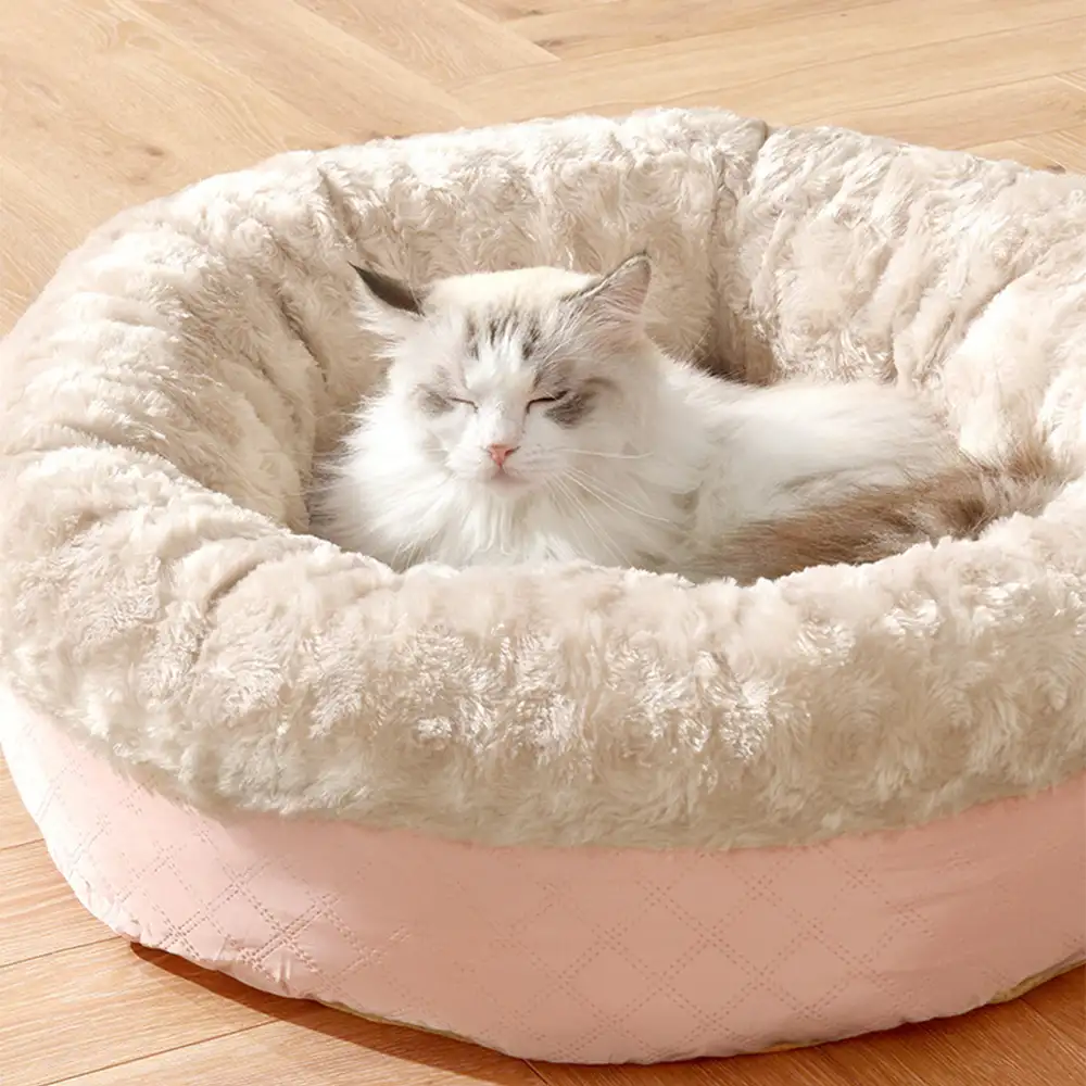 Fluffy Faux Rabbit Fur Warm Donut Dog & Cat Bed - Holidayae