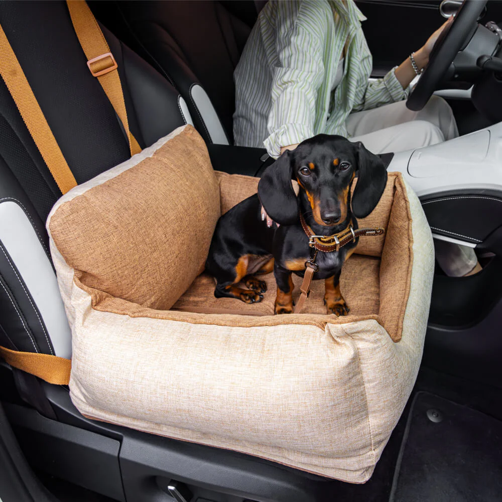 Light Coffee Waterproof Safety Dog Car Seat Bed - Holidayae