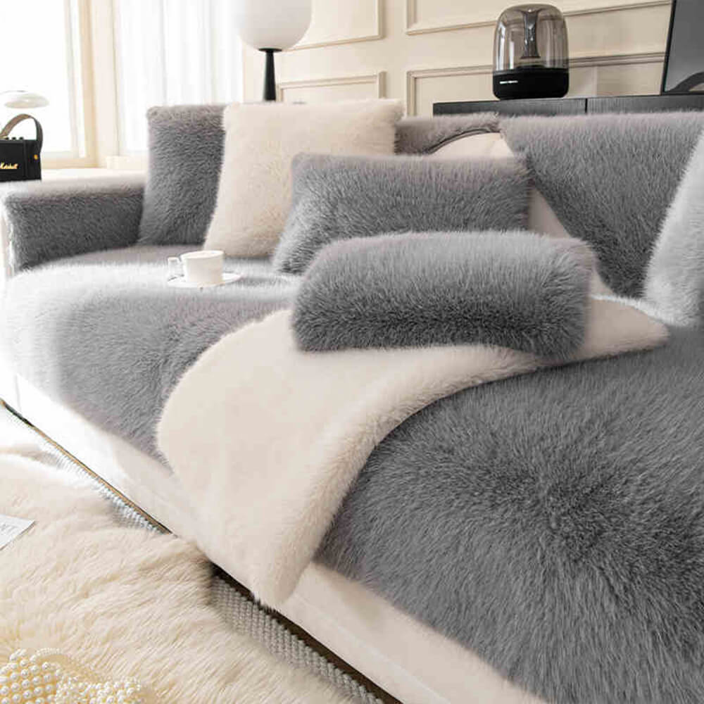 Warm Thick Faux Fur Sofa Protector Non-Slip Couch Cover - Holidayae