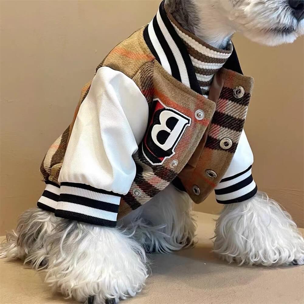 Plaid Baseball Dog Jacket  C Sporty and Stylish Outerwear for Dogs - Holidayae
