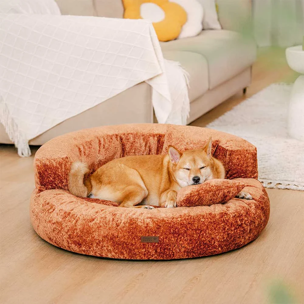 Luxe Diamond Velvet Removable Orthopedic Donut Dog Bed With Pillow - DreamNest - Holidayae