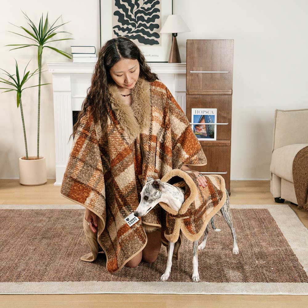 Classic Plaid Warmth Human & Dog Poncho - Festive Companions - Holidayae