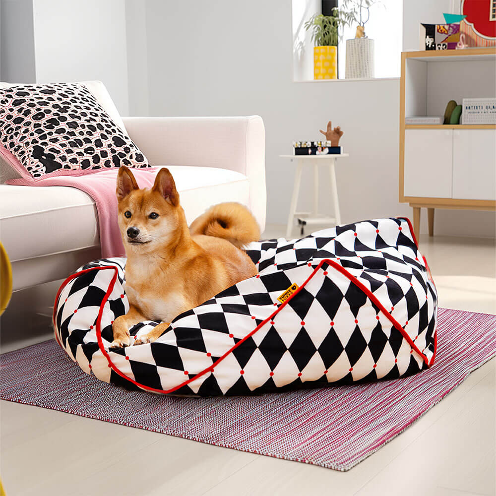 FunnyFuzzy Polygonal Calming Bean Bag Dog Bed - Holidayae