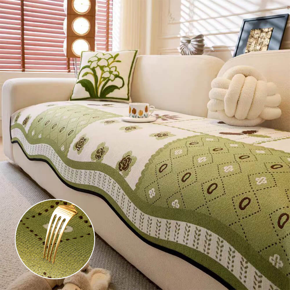 Chenille Scratch-resistant Fabric Pastoral Style  Irregular Shaped Non-slip Couch Cover - Holidayae