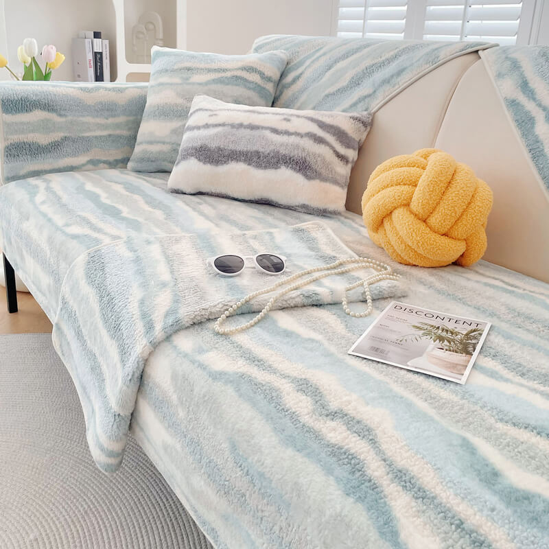 Plush Cream Comfort Furniture Protective Mat Couch Cover - Holidayae