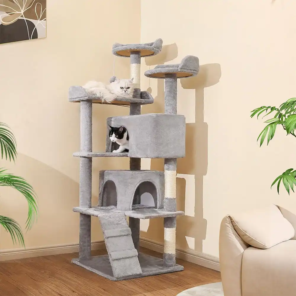 Sturdy Plush Multi-Level Cat Tree Tower with Cozy Condos & Scratching Posts - Holidayae