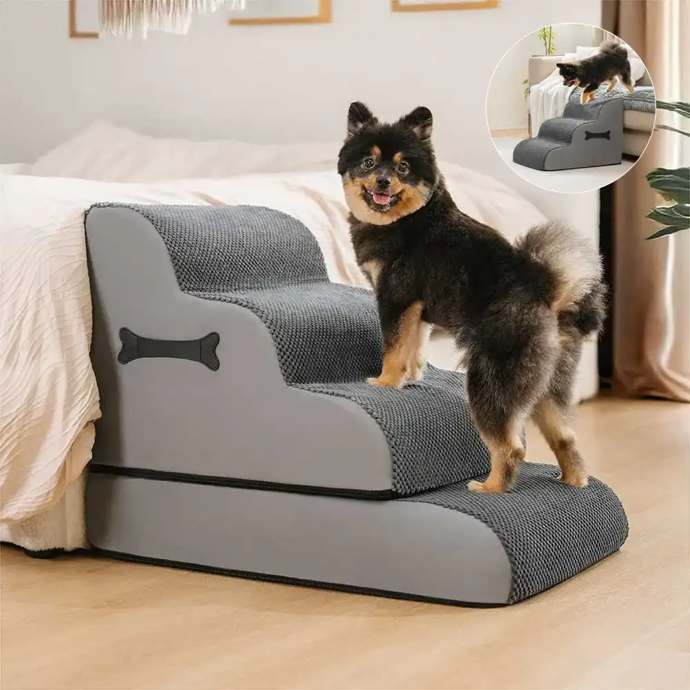 Adjustable Non-Slip Washable Soft Dog Stairs with Gentle Ramp - Holidayae
