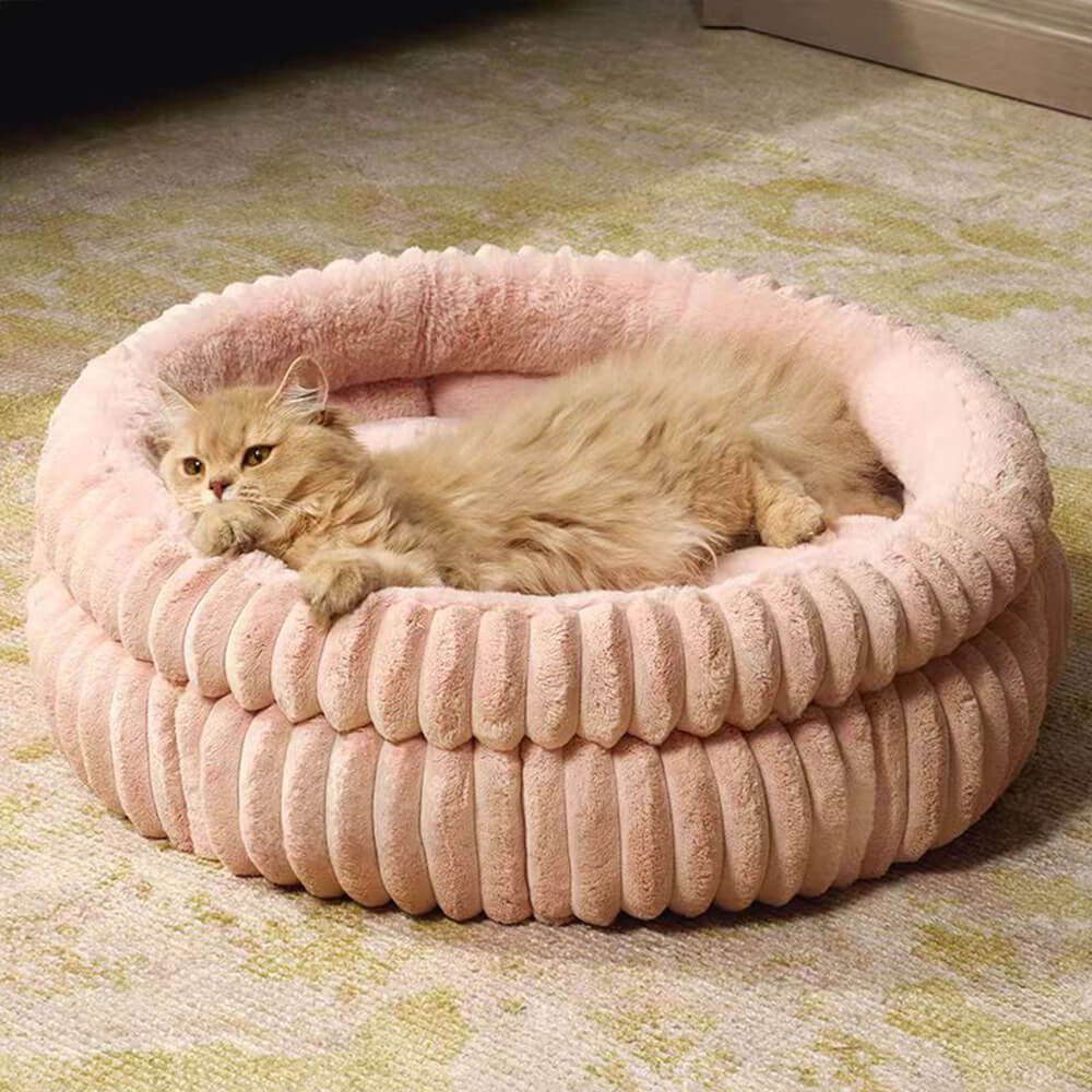 Minimalism Round Warm Milk Velvet Faux Rabbit Fur Dog & Cat Bed - Holidayae