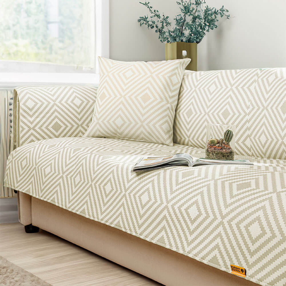 Ice Silk Cooling Geometric Couch Cover Antimicrobial Protection - Holidayae