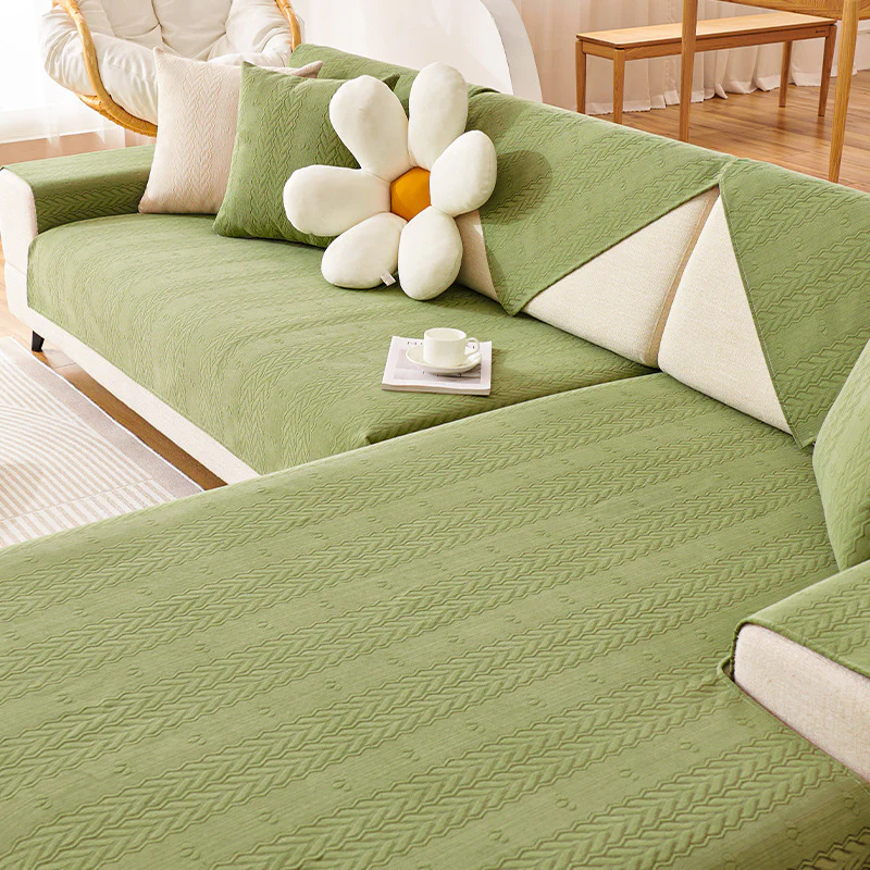 Chenille Wheat Ear Printed Breathable Non-slip Couch Cover - Holidayae