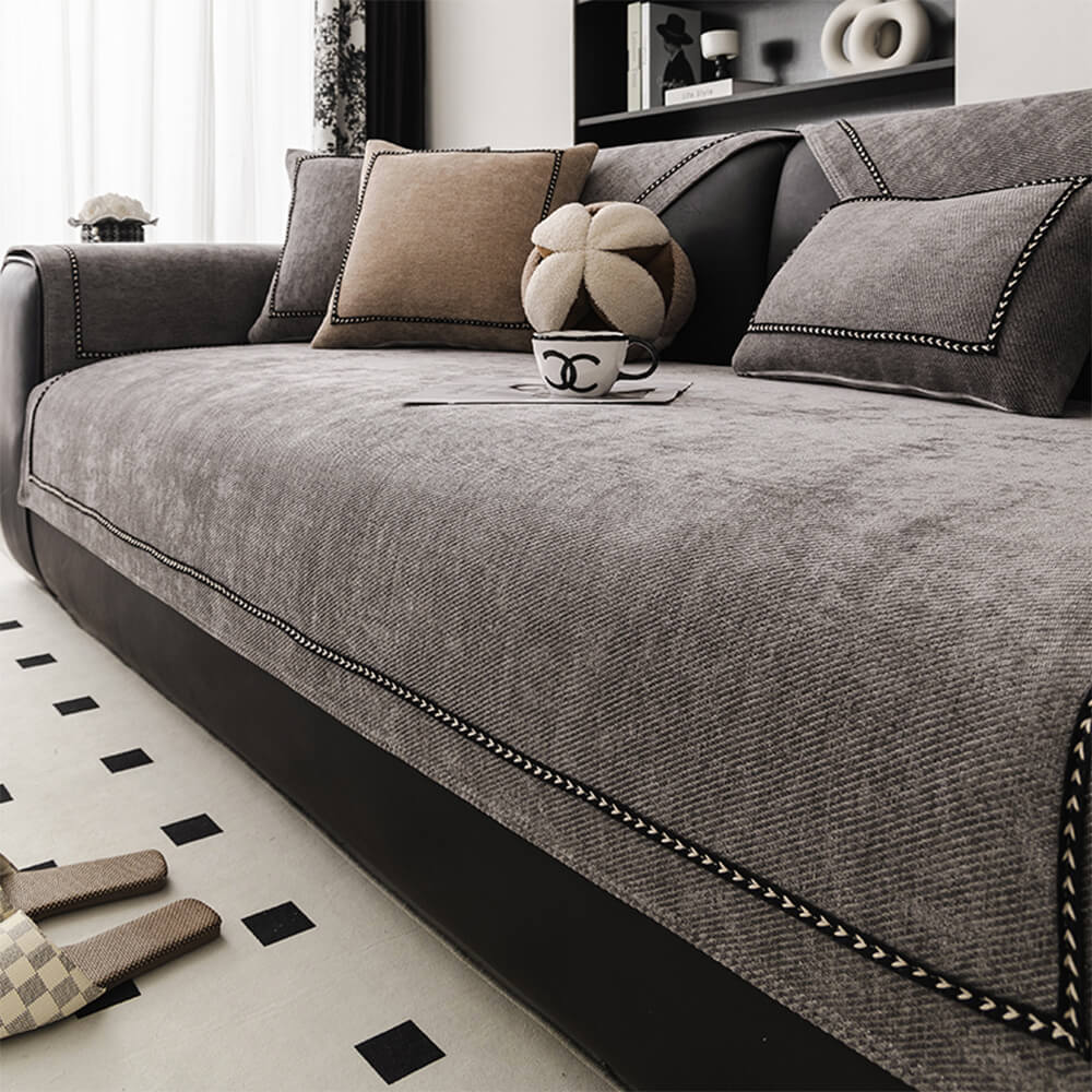 Simple Modern Jacquard High-Weight Non-Slip Chenille Couch Cover - Holidayae