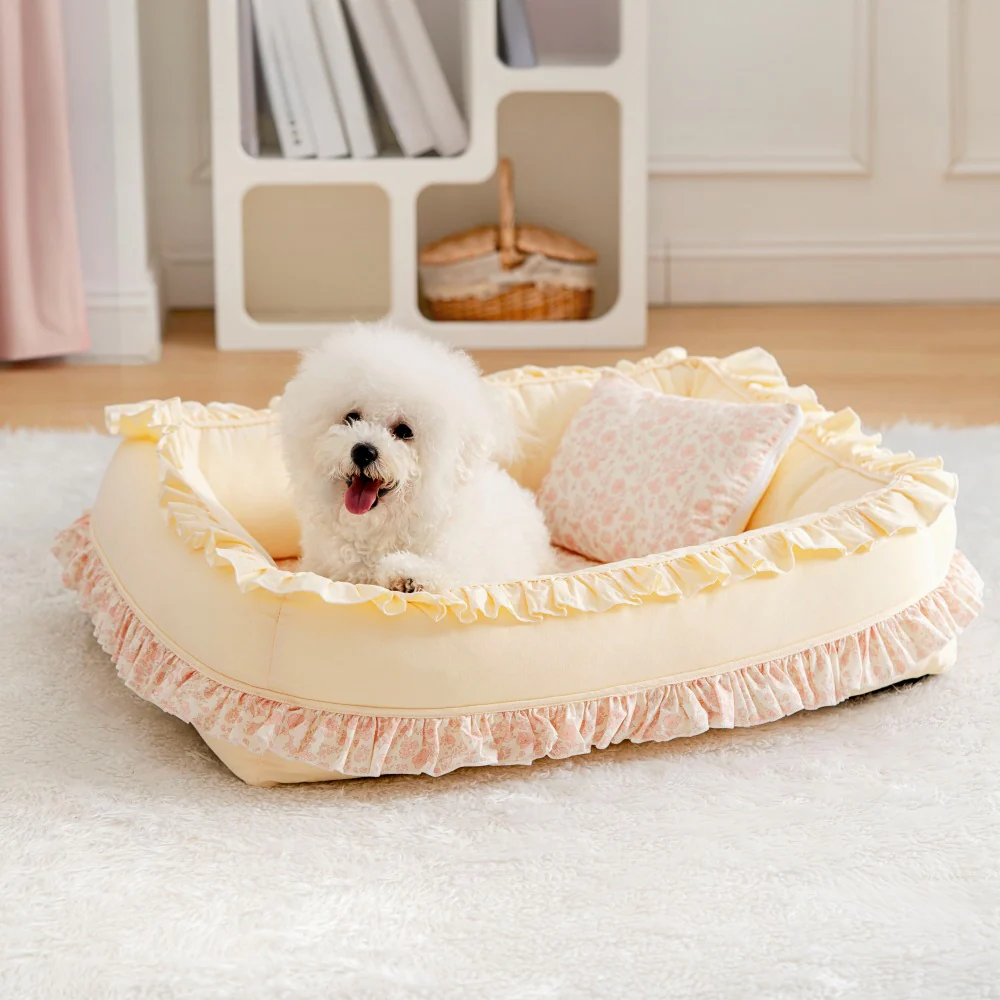 Floral Orthopedic Dog Bed Calming Pet Bed with Pillow - Holidayae