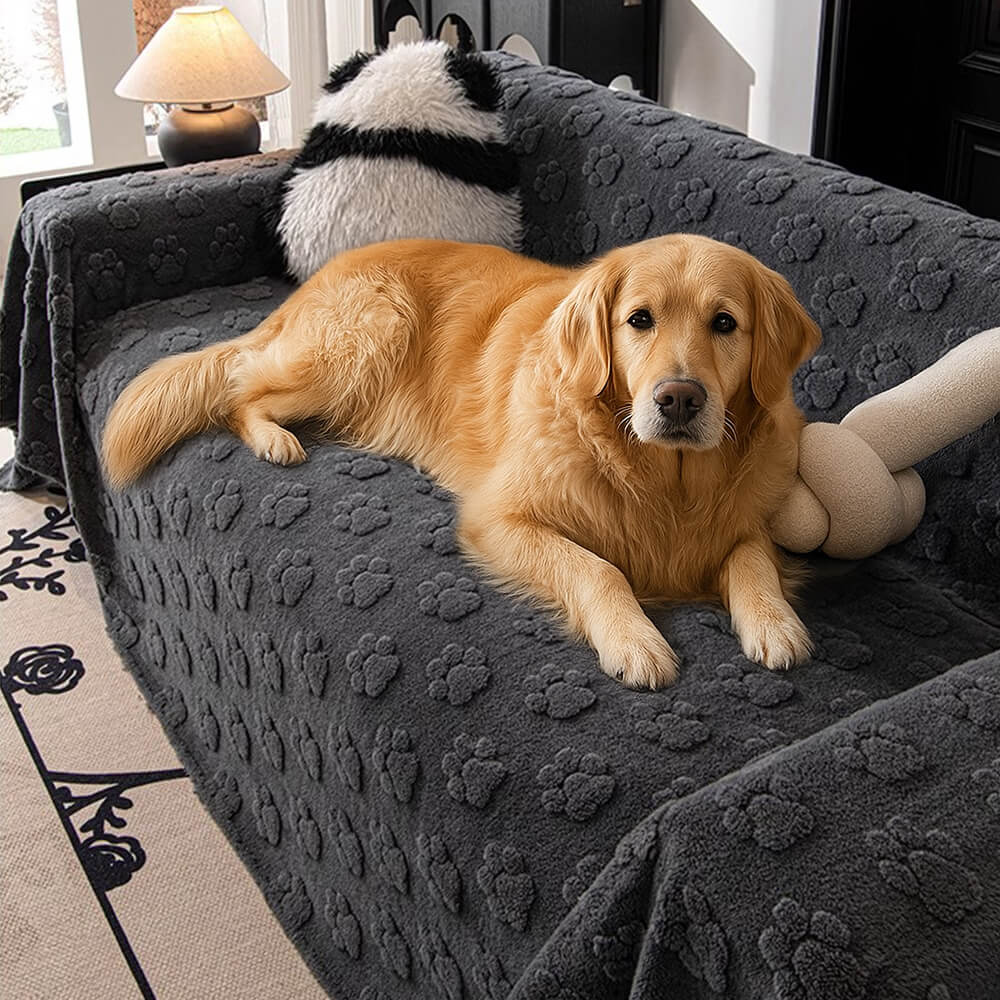 Plush Paw-Patterned Soft Sofa Protector Throw Couch Cover - Holidayae