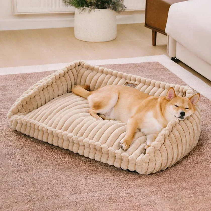 Plush Warmth Removable Orthopedic Wedge Bolster Dog Sofa Bed - CozySlope - Holidayae