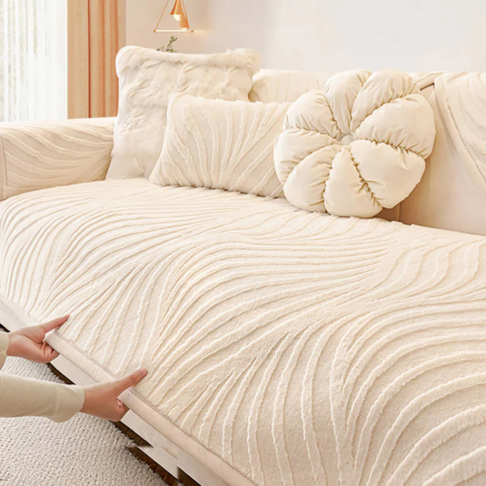 Wave Textured Plush Non-Slip Couch Cover - Holidayae