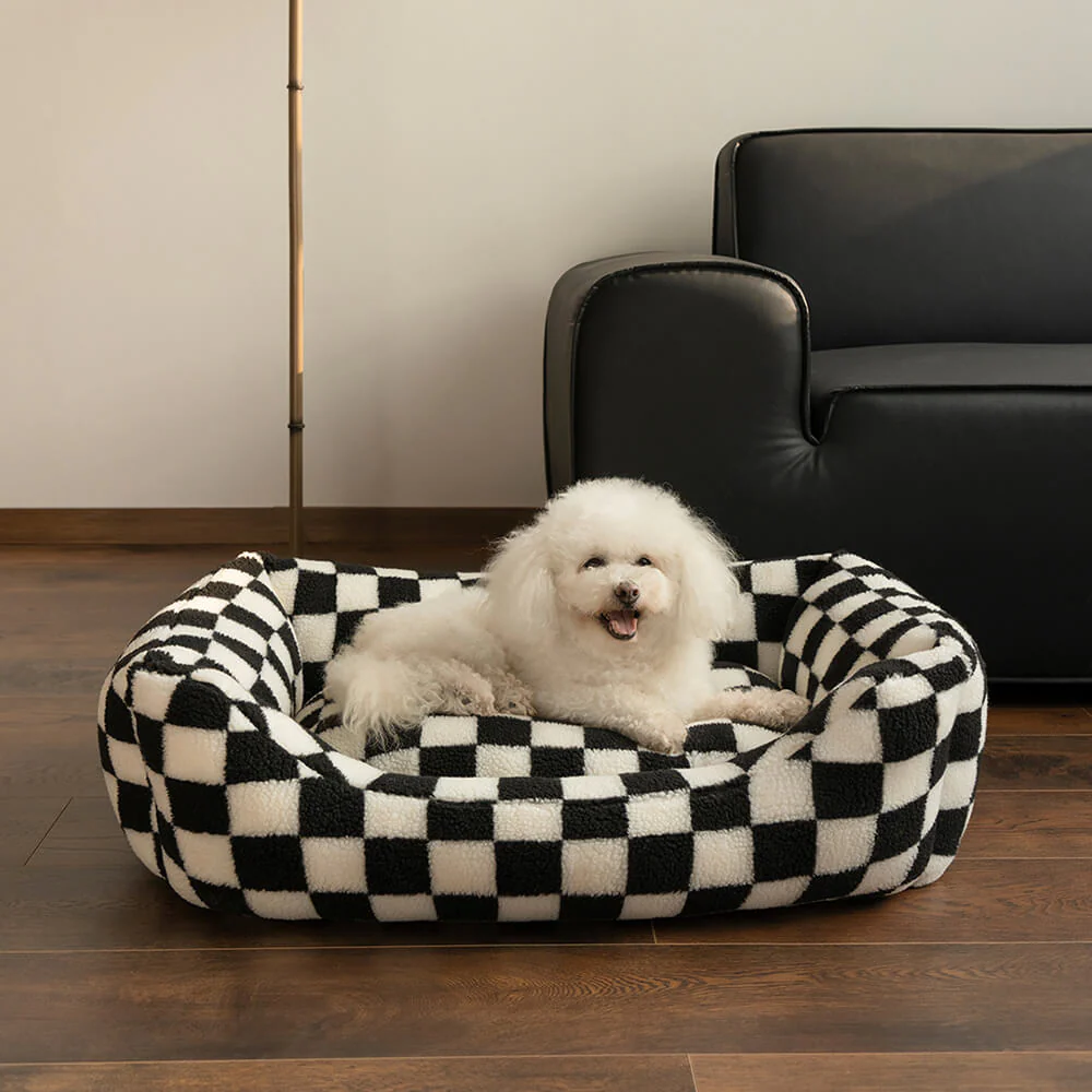 Stylish Checkerboard Warmth Removable Washable  Dog Sofa Bed - Holidayae