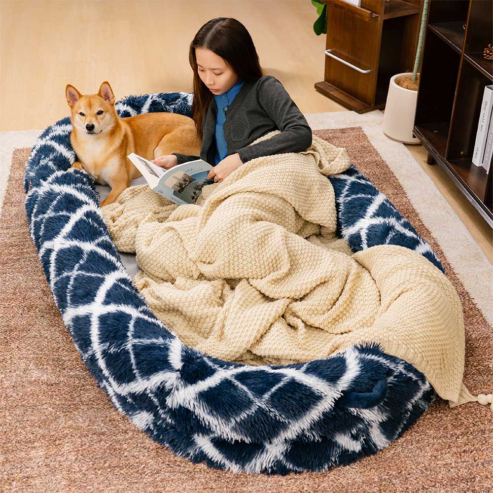 Classic Fluffy Super Large Donut Human Dog Bed - Cuddle Cradle - Holidayae