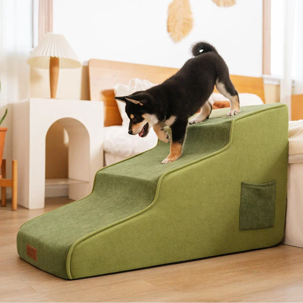 Chenille Extra Wide Non-Slip Removable Sponge Pet Stairs - SafeRamp - Holidayae