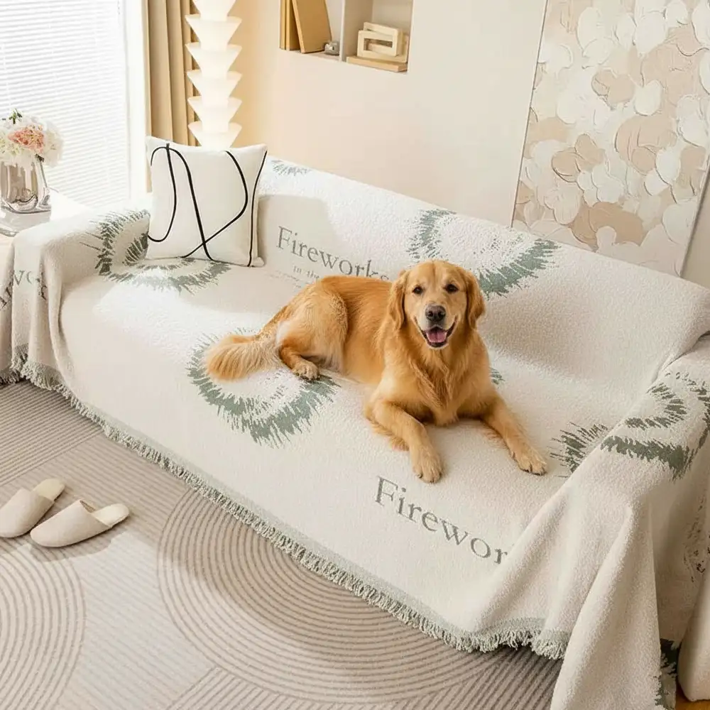 Simple Double-Sided Plush Yarn Scratch-Resistant Comfortable Couch Cover - Fireworks - Holidayae