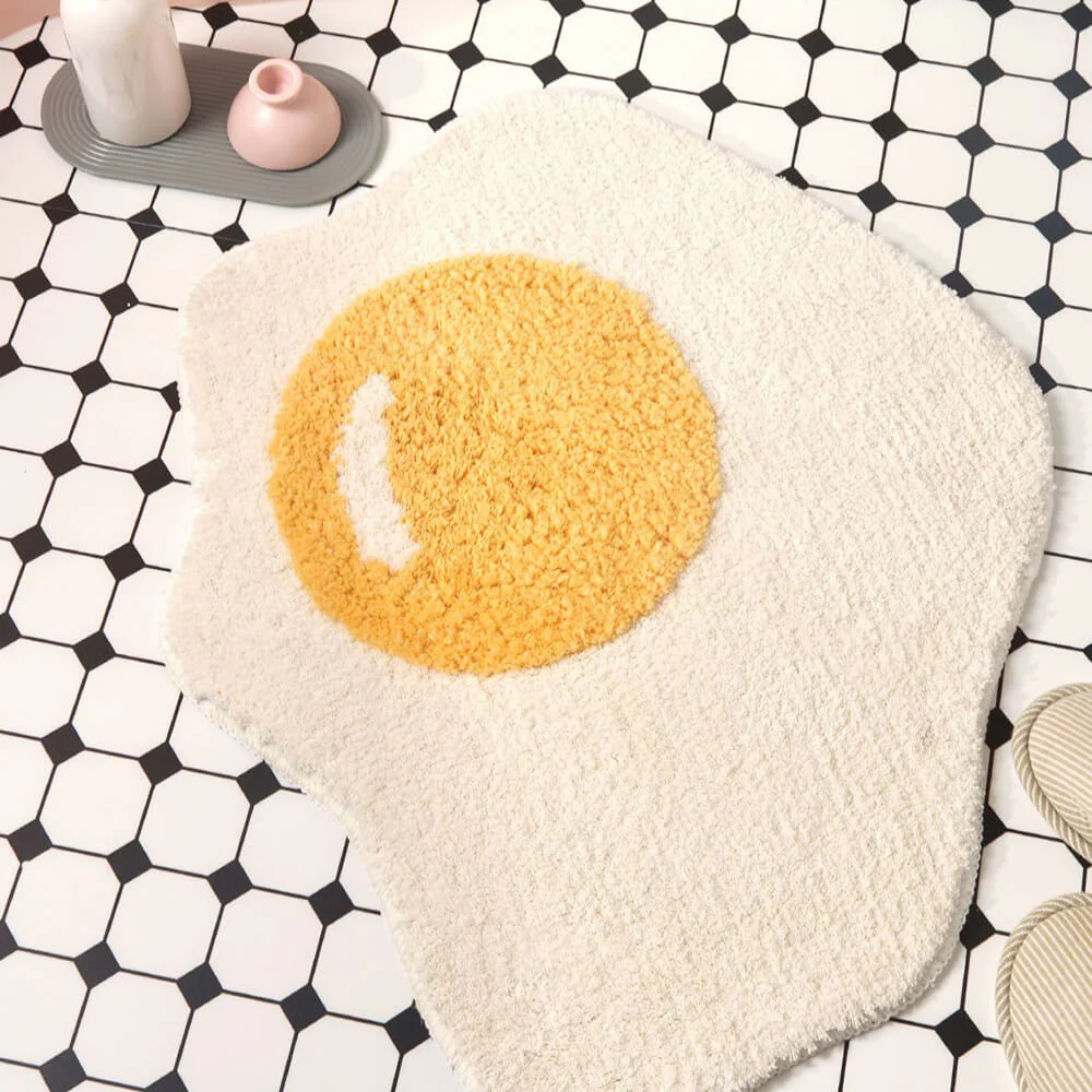 Fried Egg Shaggy Bath Mat Multi-Functional Decorative Non-Slip Home Rug - Holidayae
