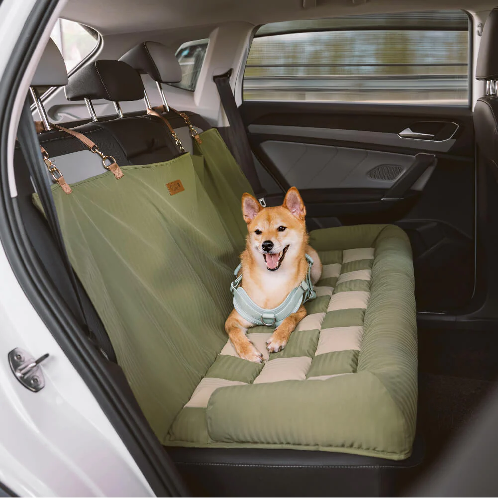Travel Bolster Safety Back Seat Large Dog Car Seat Bed - Chessboard Lounge - Holidayae