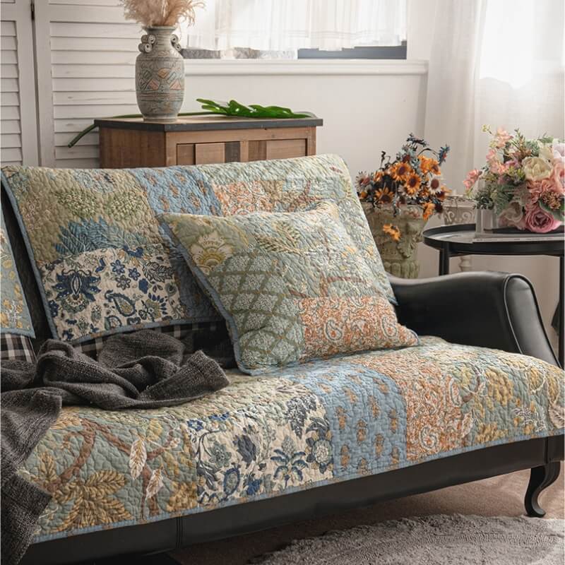 European Floral Cotton Couch Cover Sofa Protective Non-slip Cover - Holidayae