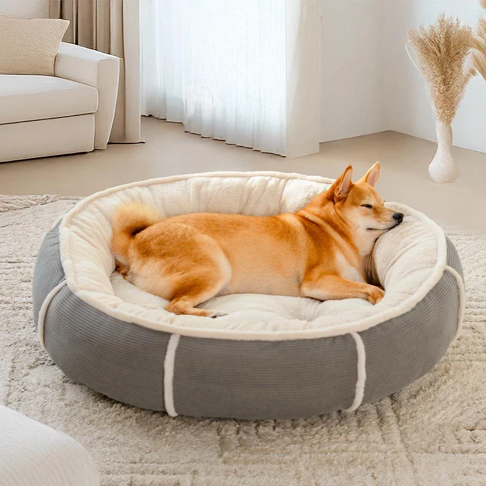 Ultra Plush Corduroy Anti-Anxiety Donut Dog Bed - Holidayae