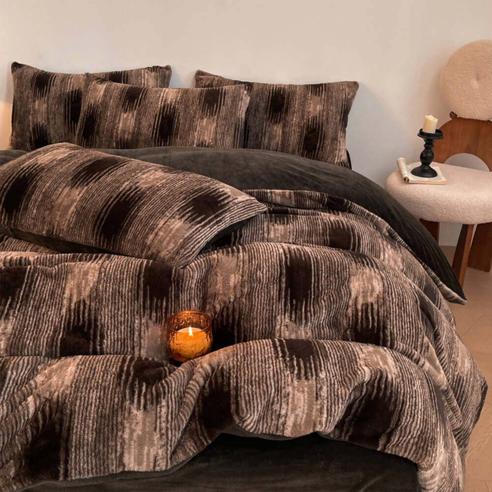 Deluxe Floral Double-Sided Velvet Dual Warmth Bed Sheet Set - Holidayae