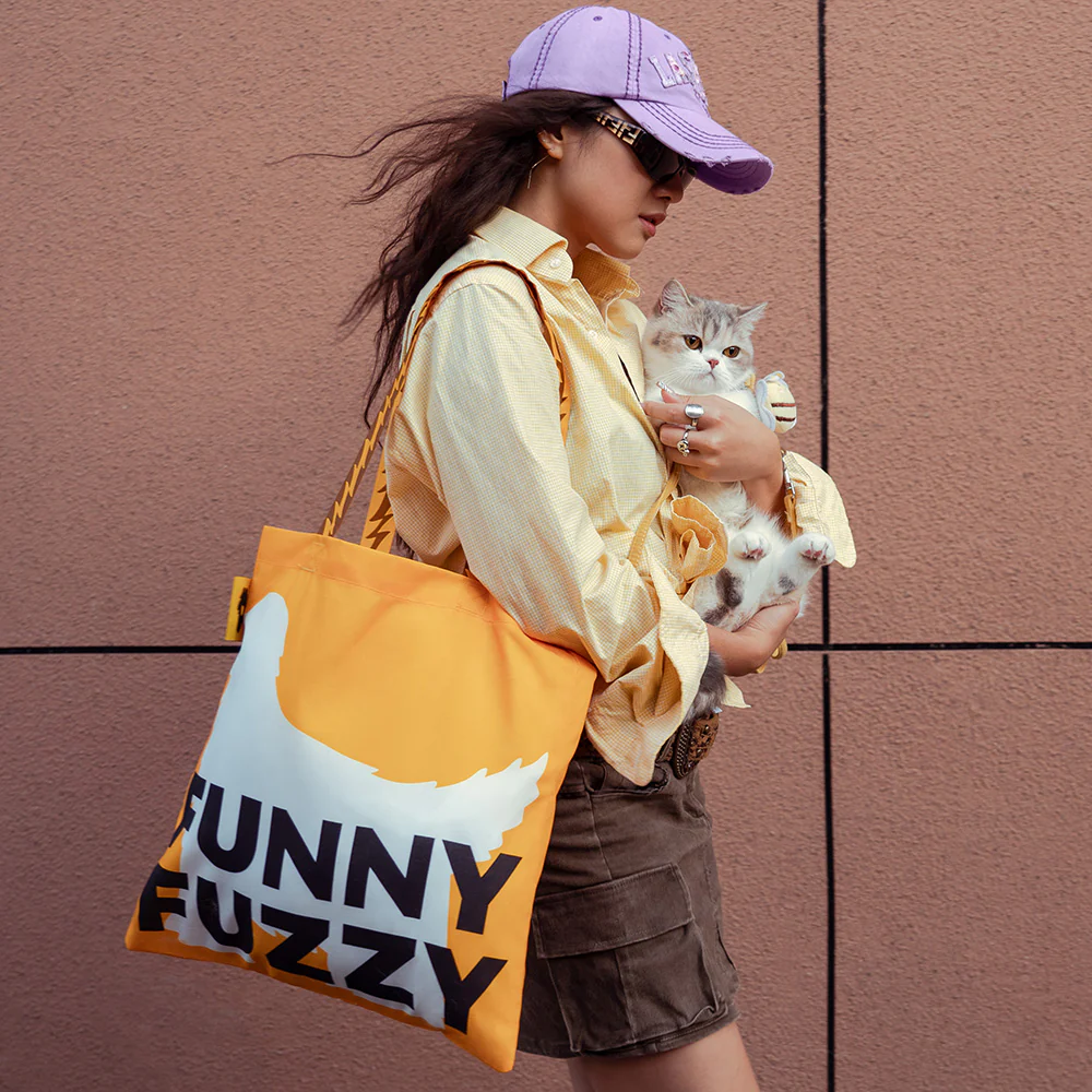 FUNNYFUZZY Recycled Foldable Canvas Tote Bag-Wagging Tails - Holidayae