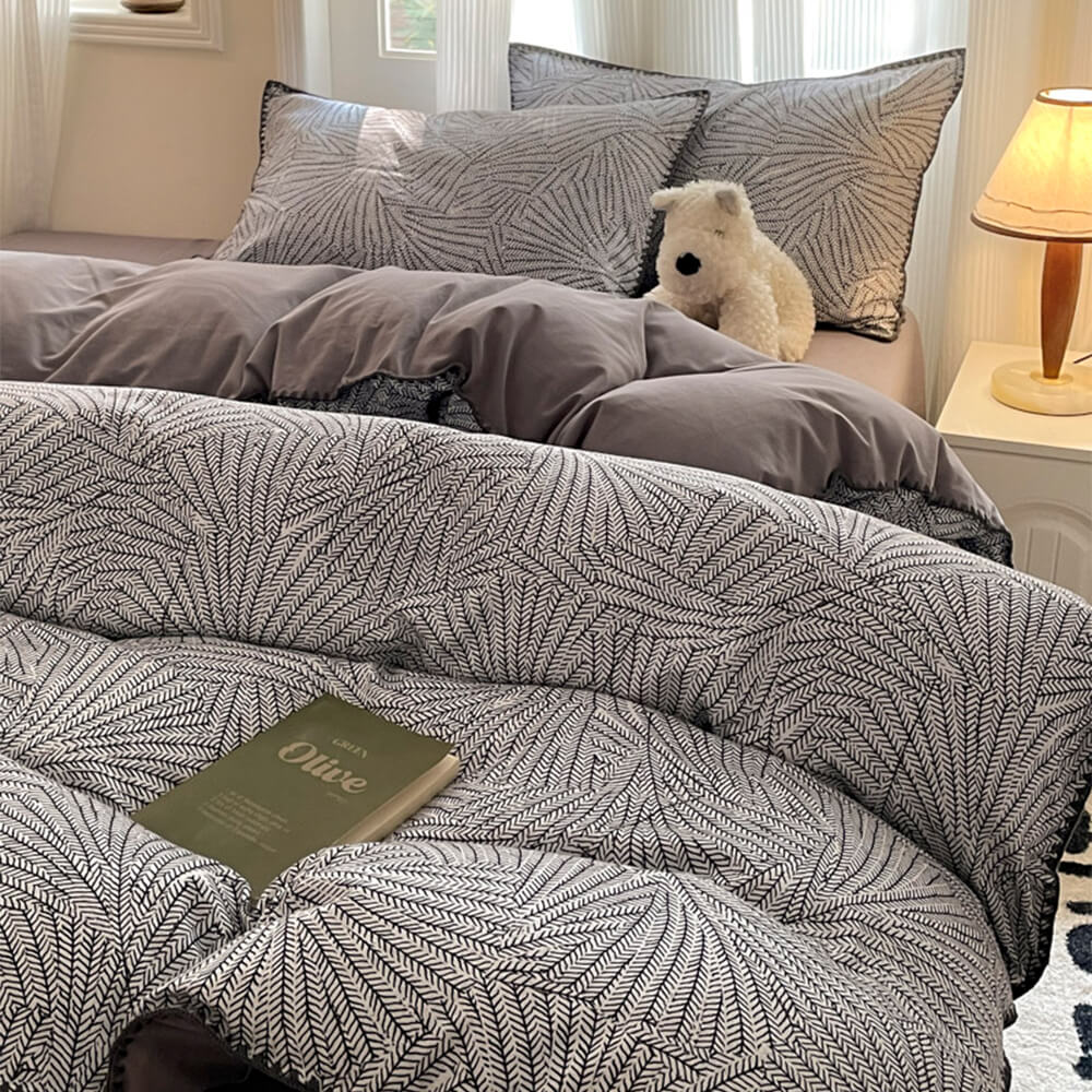 Classic Leaf Style Pure Cotton Sanded Bedding - Holidayae