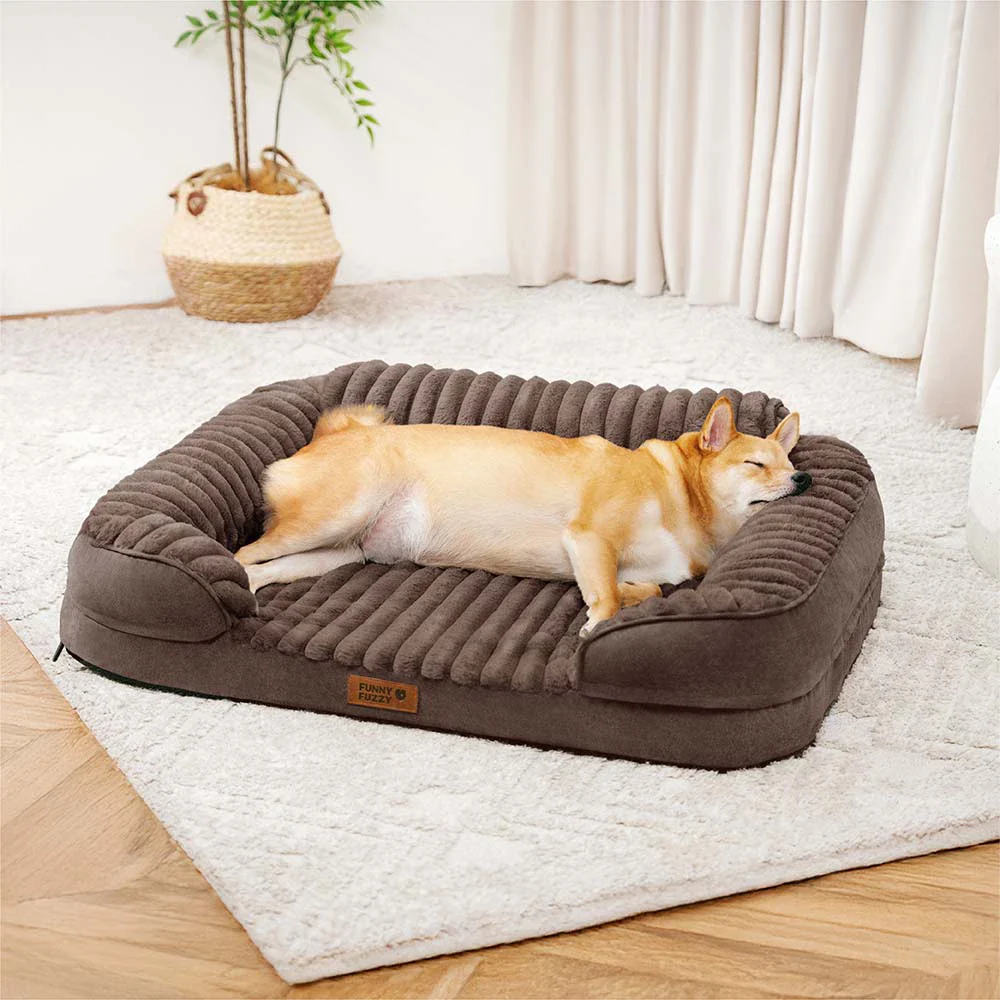 Fluffy Plush Orthopedic Washable Bolster Dog Bed - ComfyPaws - Holidayae