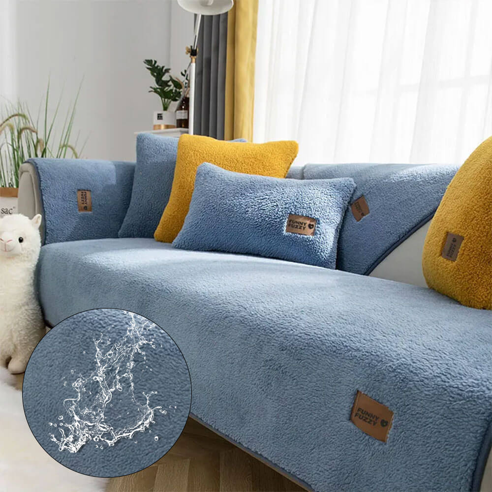 Waterproof Thick Fuzzy Faux Sherpa Fleece Non-Slip Couch Cover Protector - Holidayae