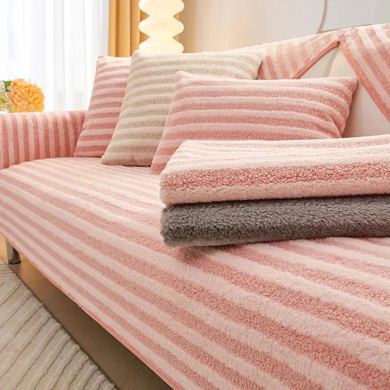 Double Warmth Comfort Striped Anti-slip Couch Cover - Holidayae
