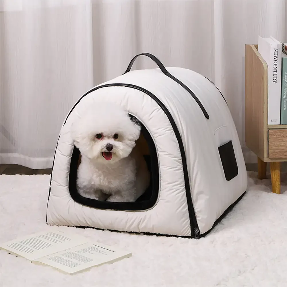 Cozy Enclosed Water-Repellent Washable Cat Cave Deep Sleep Dog Bed - Holidayae