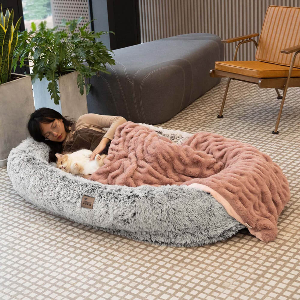 Luxury Super Large Human Dog Bed With Super Soft Pet Throw Blanket - Holidayae