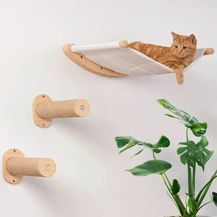 Wall-Mounted Cat Shelves Cat Wall Hammock with Steps - Holidayae