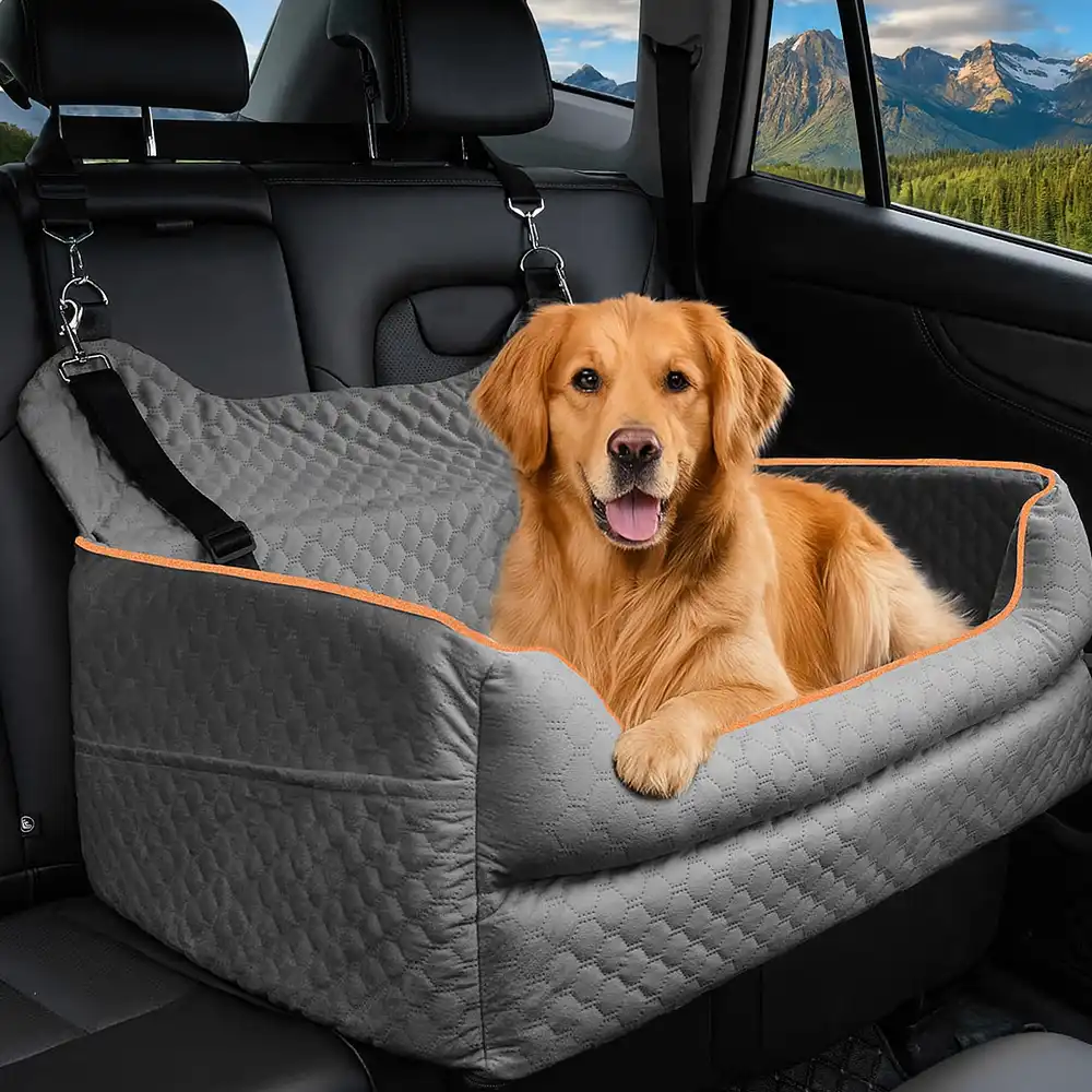 Portable Washable Travel Safety Large Dog Car Booster Seat Bed for Back Seat - Holidayae