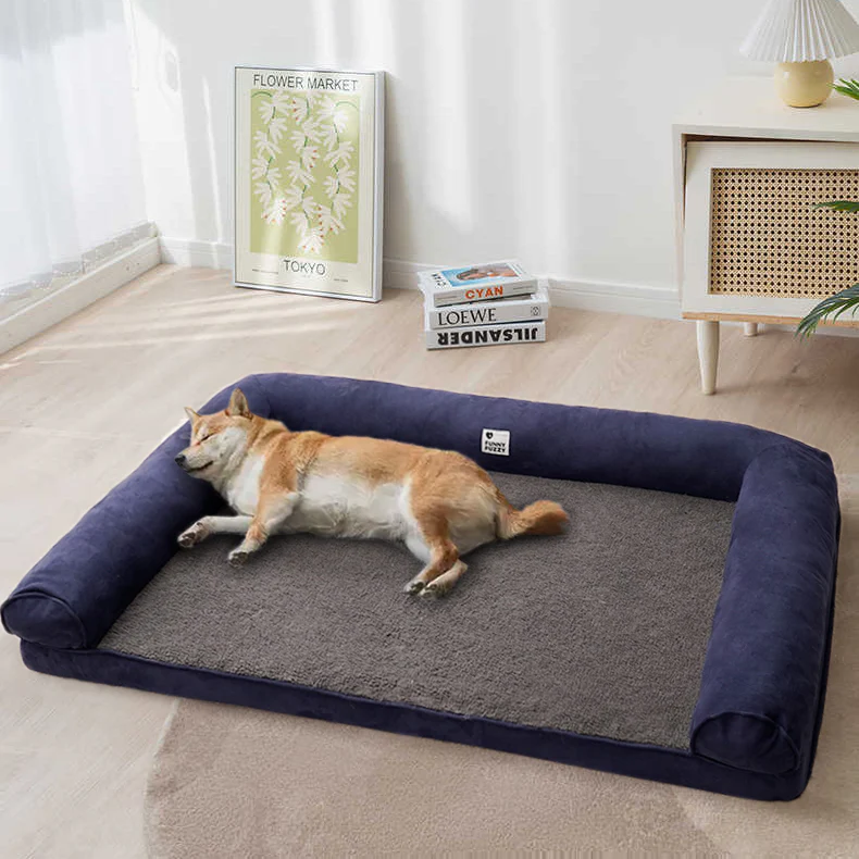 Faux Fleece & Suede Full Support Orthopedic Dog Bed - Holidayae
