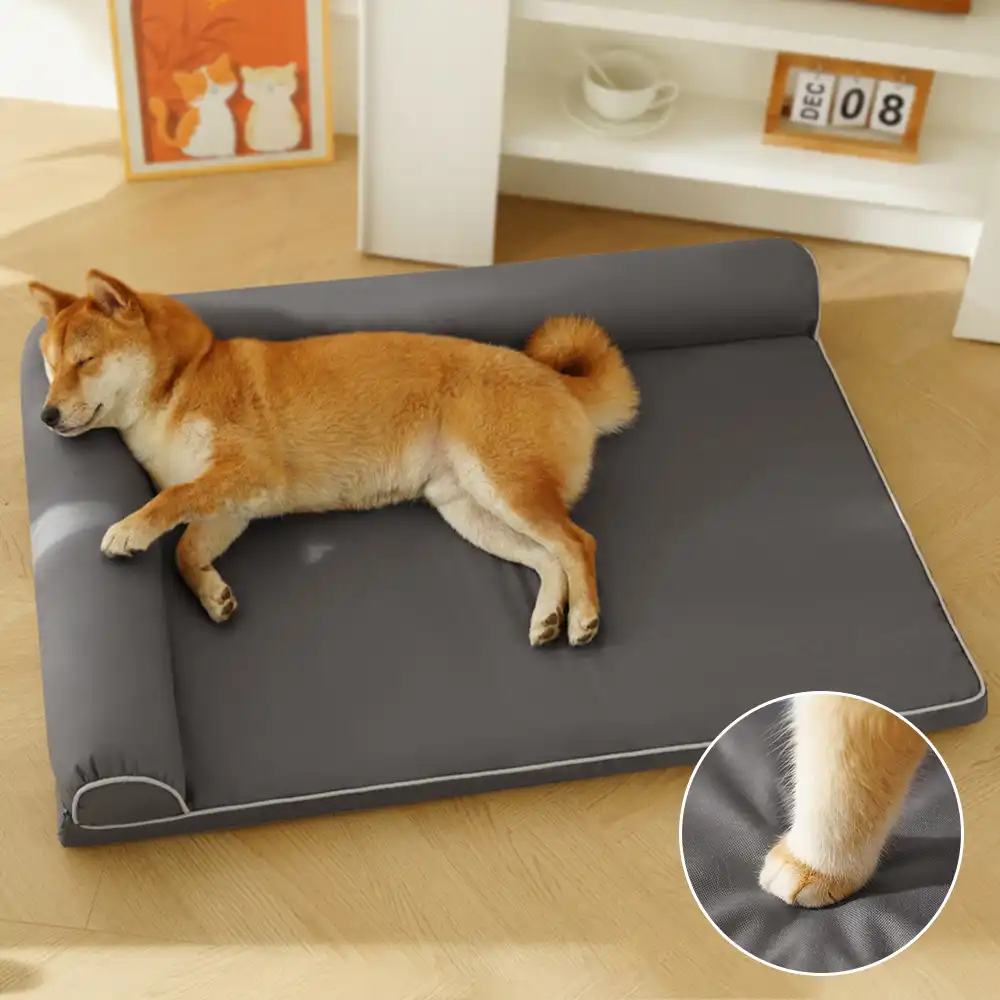 Waterproof Egg Foam Orthopedic Bed with L Bolster Sides Large Dog Bed - Holidayae