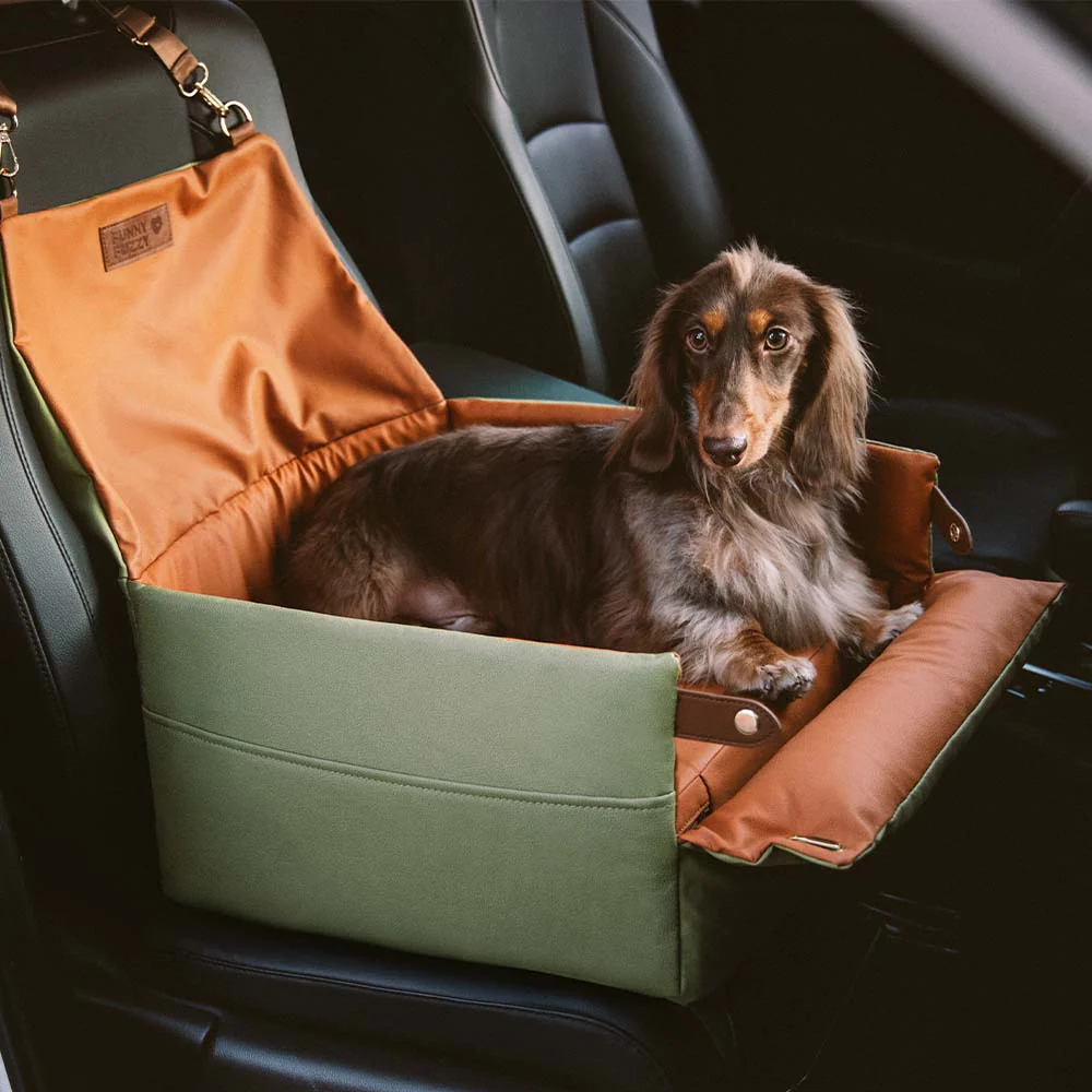Elevated Faux Leather Deluxe Dog Car Seat Booster Bed - Urban Voyager - Holidayae