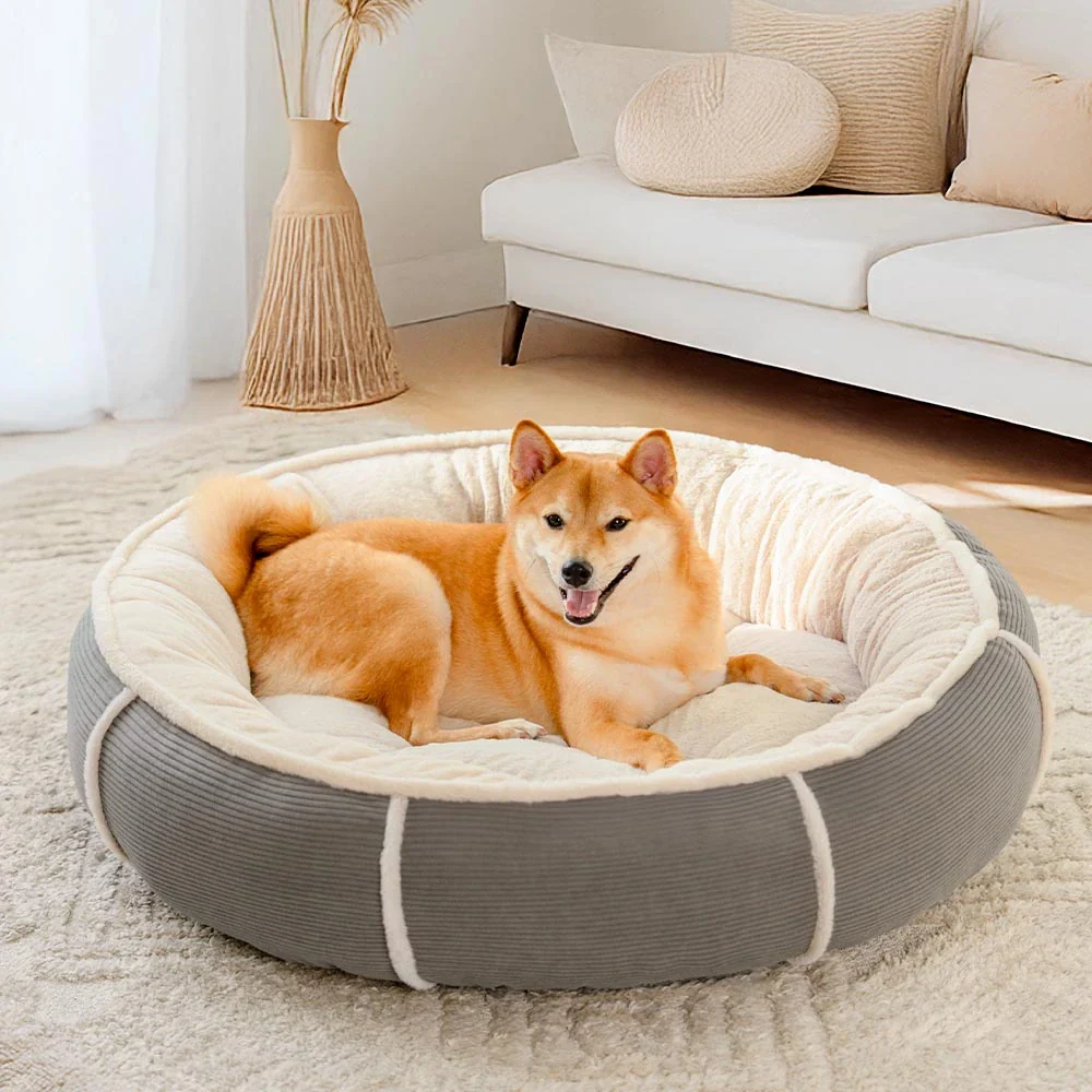 Ultra Plush Corduroy Anti-Anxiety Donut Dog Bed - Holidayae