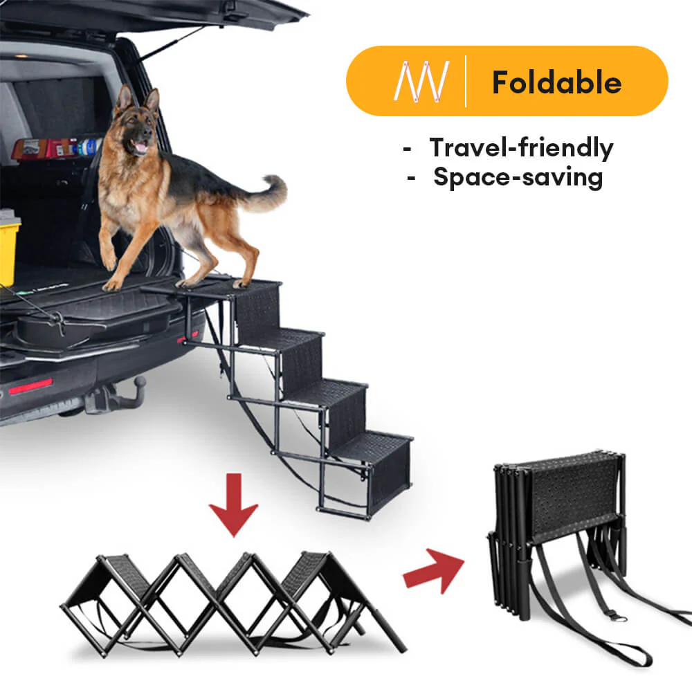 Travel Portable Foldable 4-Steps Non-Slip Dog Car Stairs - Holidayae