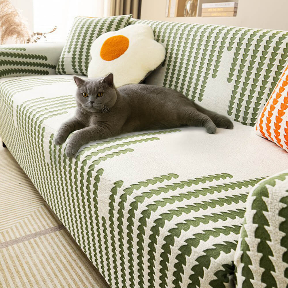 Herringbone Cozy Full-Wrap Stretch Magic Couch Cover - Holidayae