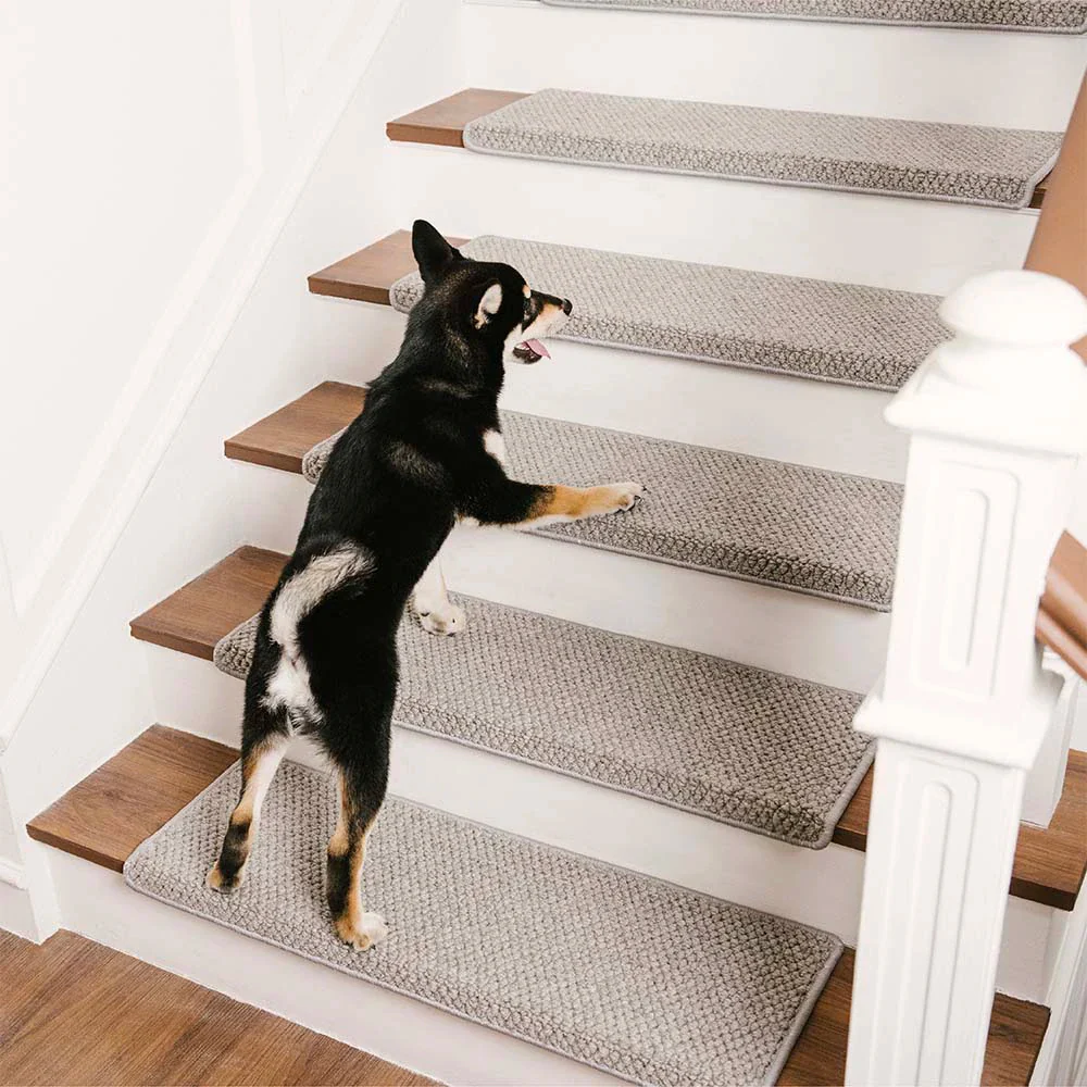 New Zealand Wool Blend Stair Protectors Tape Free Washable Carpet Stair Treads - Holidayae