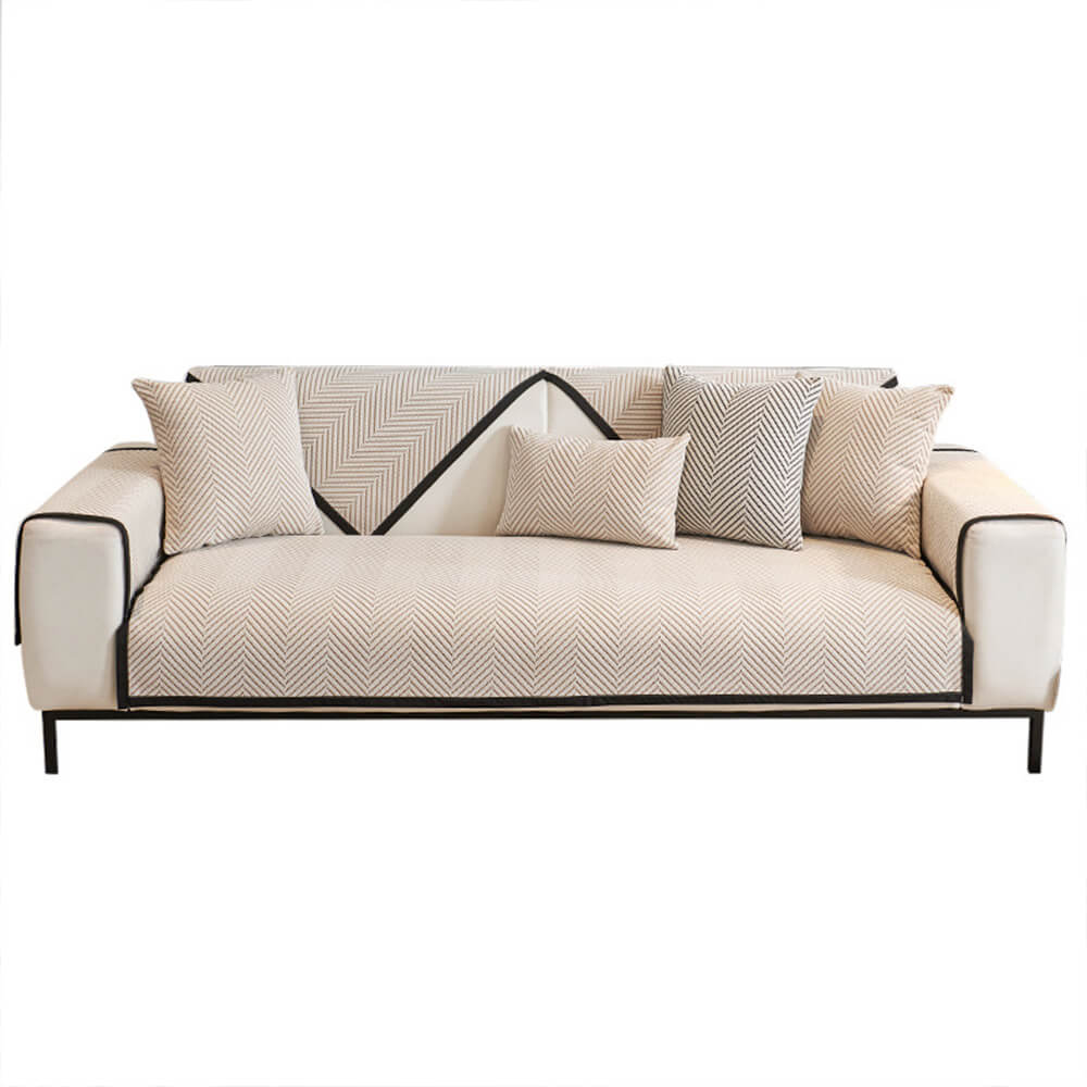 Two-Tone Woven Herringbone Skin-Friendly Polar Fleece Couch Cover - Holidayae