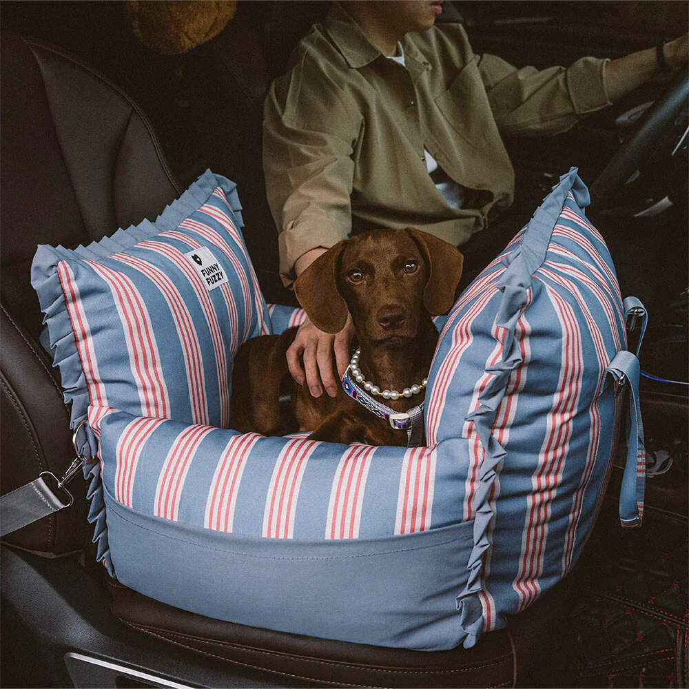 Lace Stripe Travel Safety Waterproof Dog Car Seat Booster - Holidayae