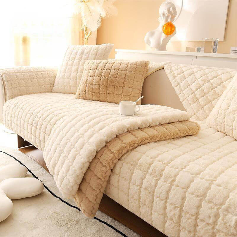 Biscuit Plush Soft Non-Slip Couch Cover - Holidayae